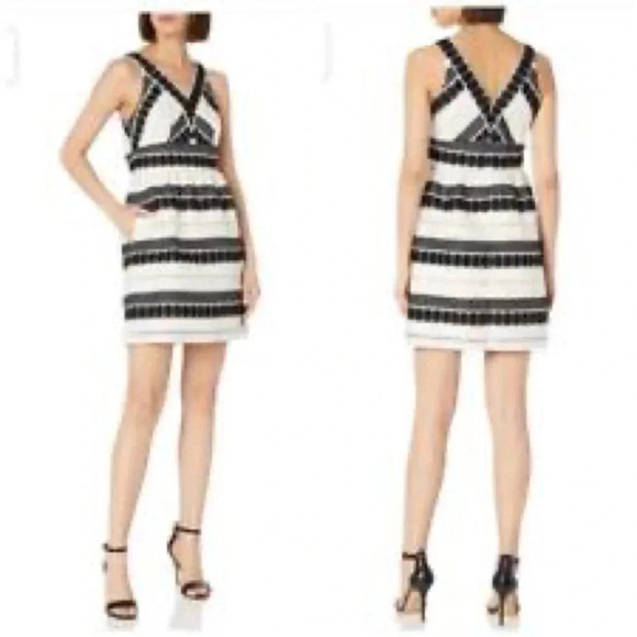 Plenty By Tracy Reese Loretta Black White Jacquard Stripe Dress Size 6 Small - Picture 12 of 12
